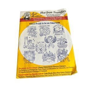 Aunt Marthas Hot Iron Transfers Proud To Be An American Embroidery Vintage 4022